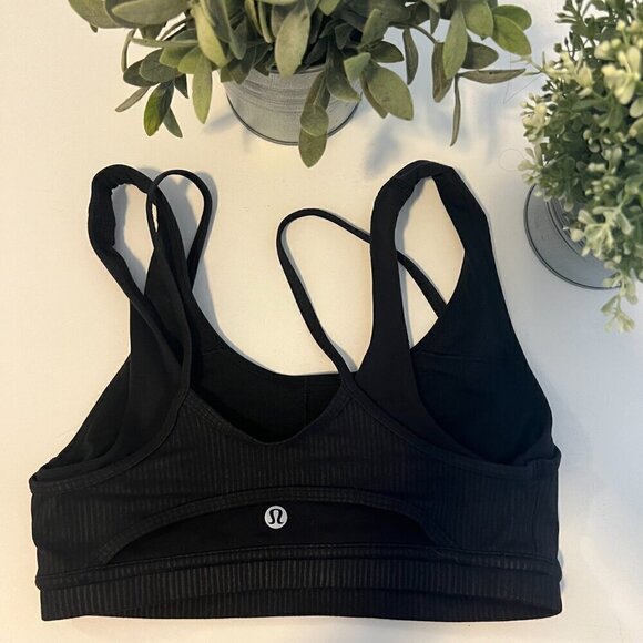 RARE Lululemon Run Layered Soft Sports Bra Black 4 - Picture 7 of 10